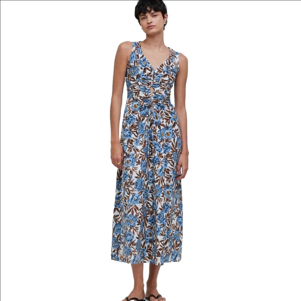 Madewell Sleeveless V Neck Midi Dress Floral NP114 NWT Size 2